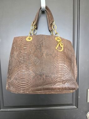 VTG Christian Dior Paris Exotic Leather Python Handbag Certified 12x15